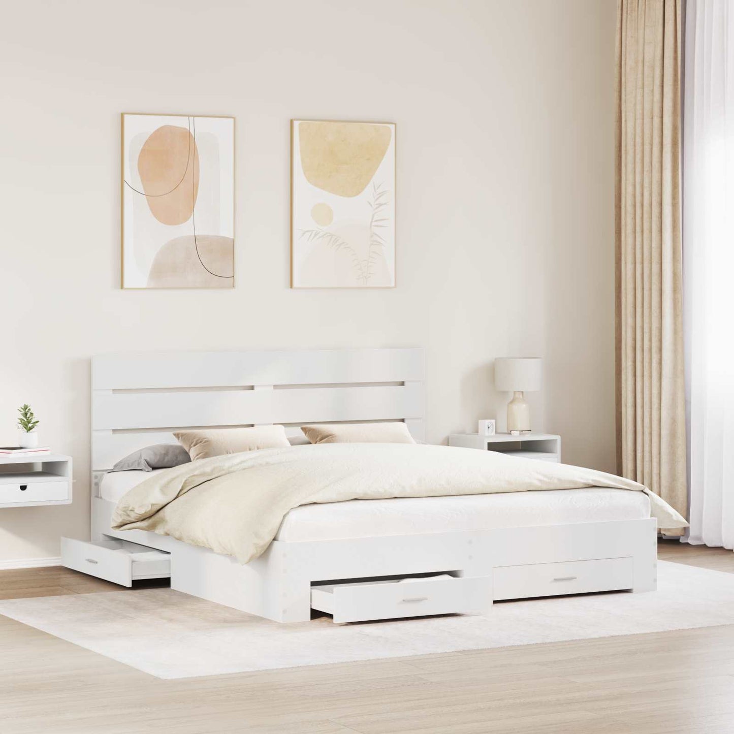 Struttura del letto Bianco 180 x 200 cm Legno multistrato | homemem39