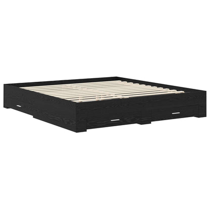 Struttura del letto Rovere Nero 180 x 200 cm Legno multistrato