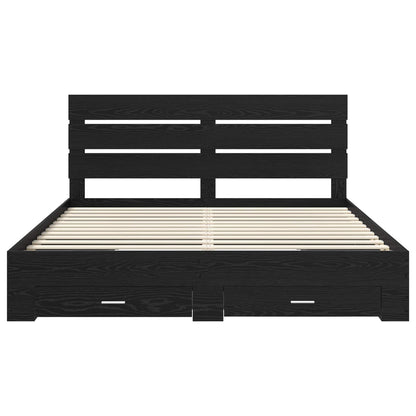 Struttura del letto Rovere Nero 180 x 200 cm Legno multistrato