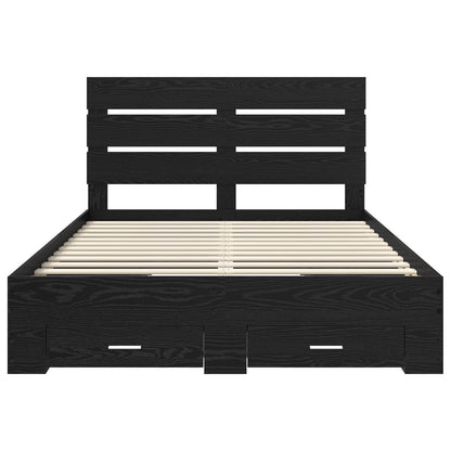 Struttura del letto Rovere Nero 160 x 200 cm Legno multistrato