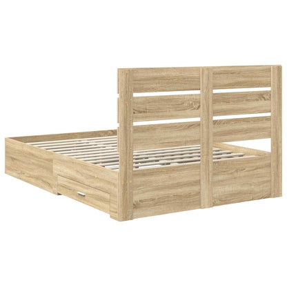 Struttura del letto con cassetto Rovere Sonoma 150 x 200 cm | homemem39