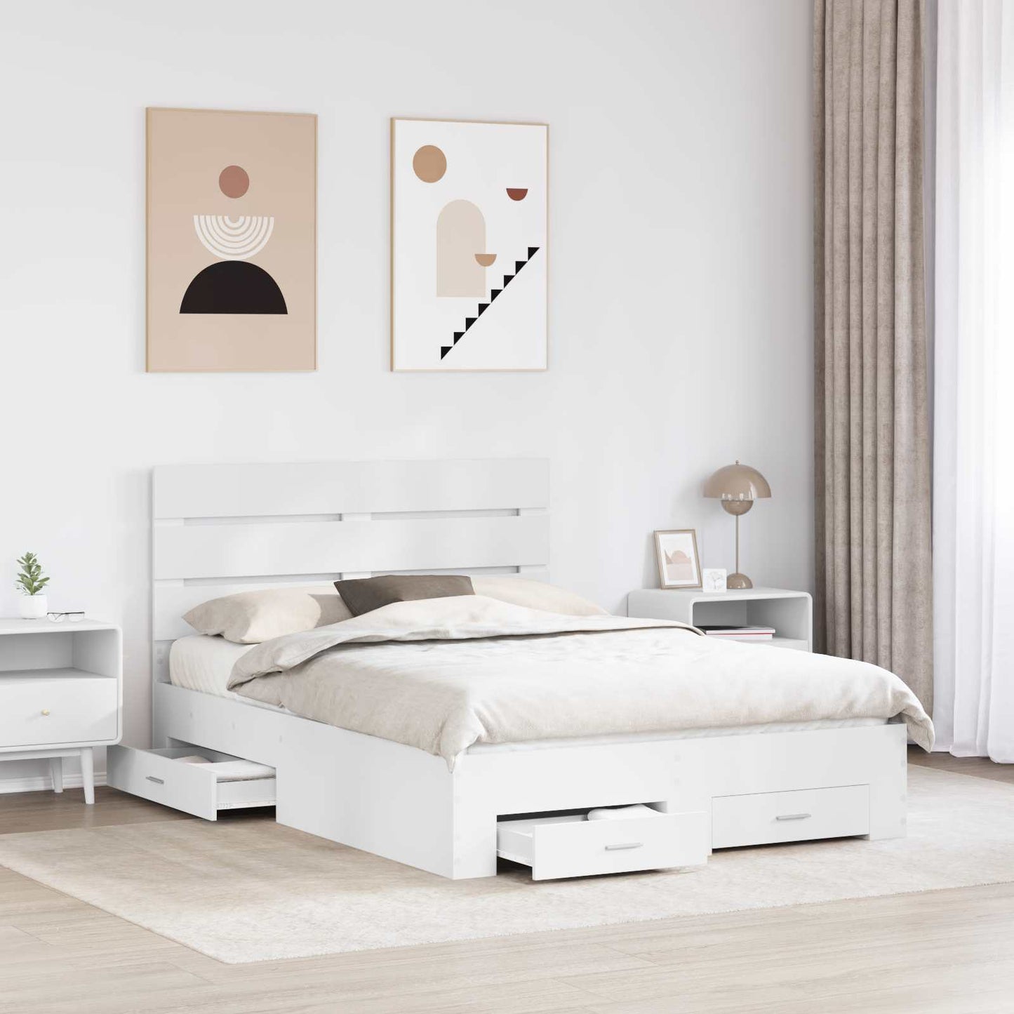 Struttura del letto Bianco 140 x 200 cm Legno multistrato