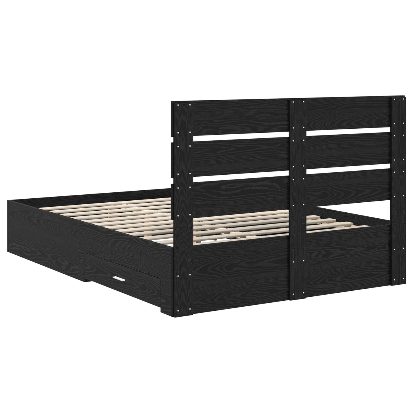 Struttura del letto Rovere Nero 140 x 190 cm Legno multistrato | homemem39