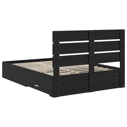 Struttura del letto Rovere Nero 140 x 190 cm Legno multistrato | homemem39
