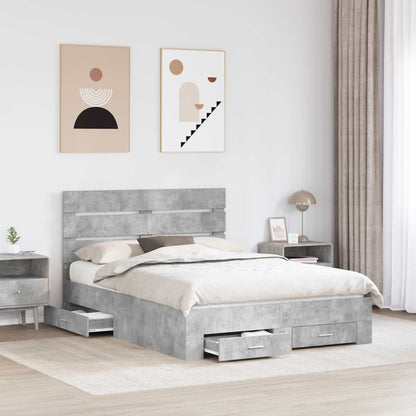 Struttura del letto con cassetto Grigio cemento 140 x 190 cm