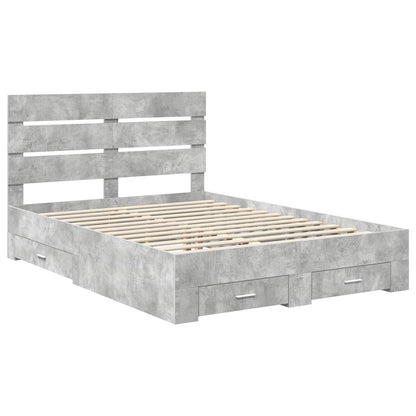 Struttura del letto con cassetto Grigio cemento 140 x 190 cm