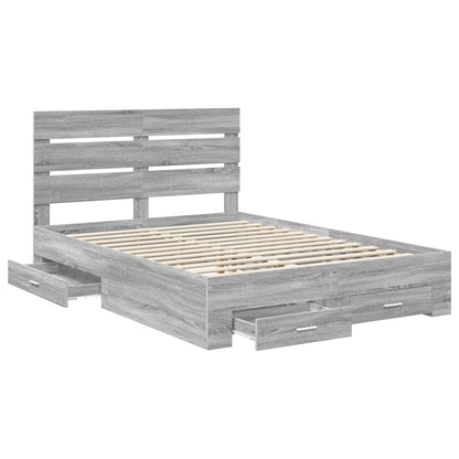 Struttura del letto con cassetto Grigio Sonoma 140 x 190 cm | homemem39
