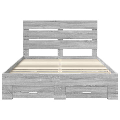 Struttura del letto con cassetto Grigio Sonoma 140 x 190 cm | homemem39