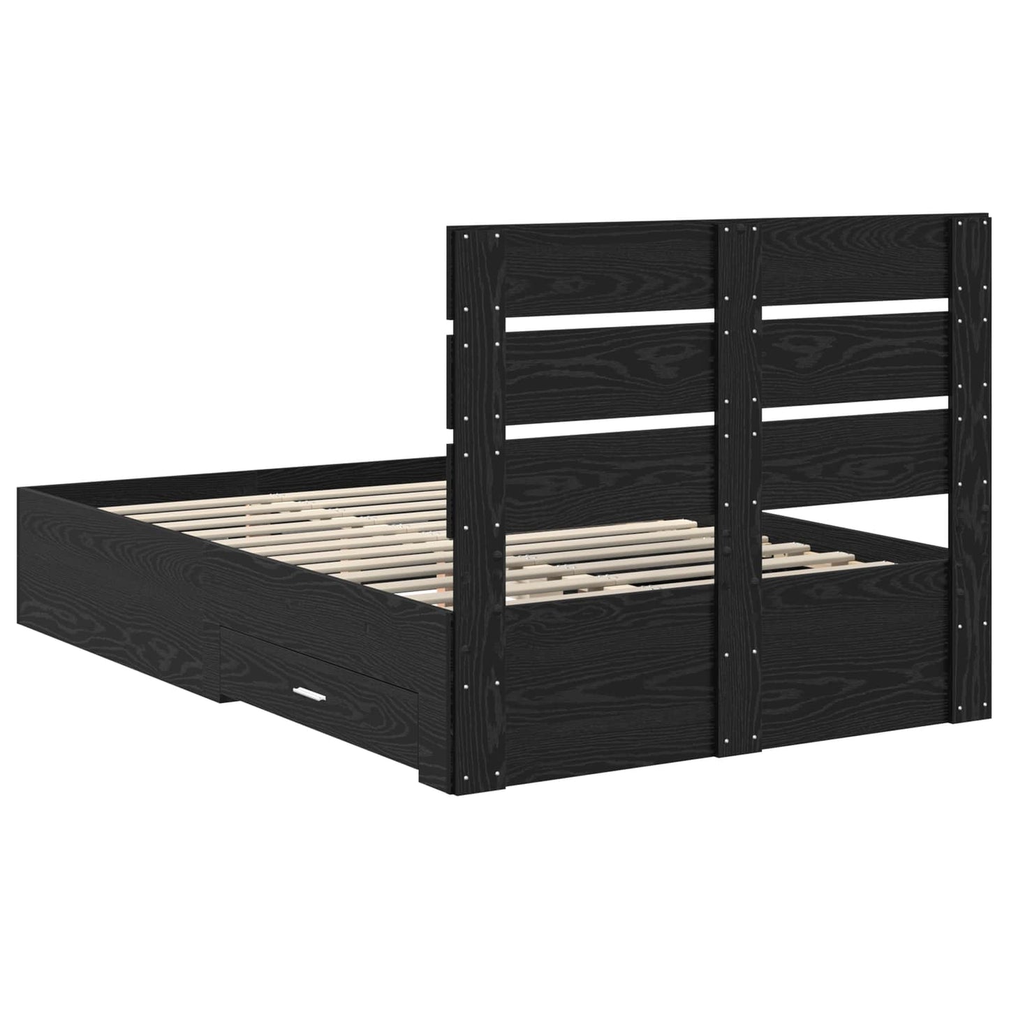 Struttura del letto Rovere Nero 135 x 190 cm Legno multistrato | homemem39