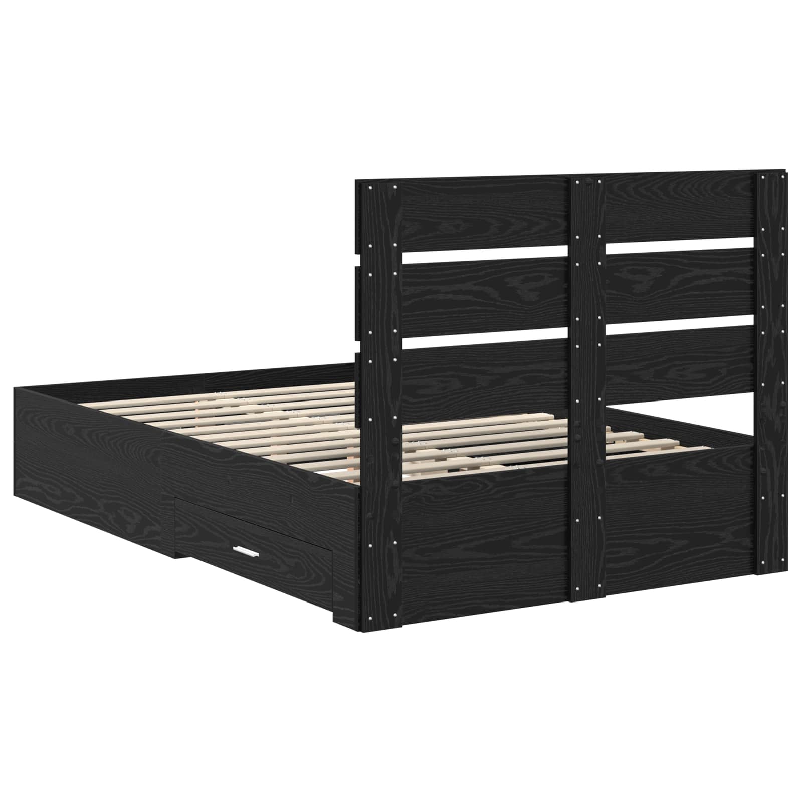 Struttura del letto Rovere Nero 135 x 190 cm Legno multistrato | homemem39