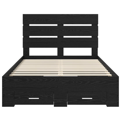 Struttura del letto Rovere Nero 135 x 190 cm Legno multistrato | homemem39