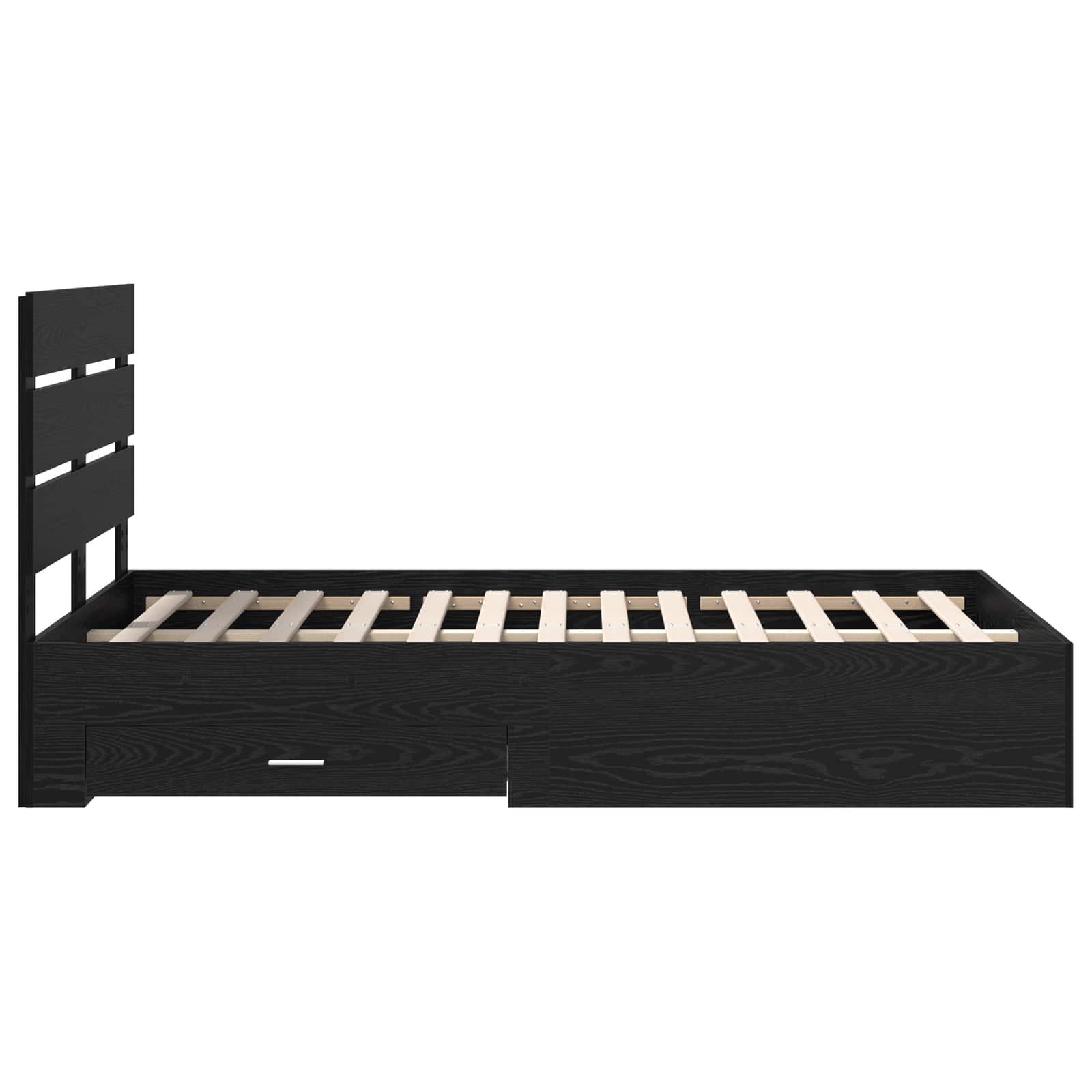 Struttura del letto Rovere Nero 135 x 190 cm Legno multistrato | homemem39