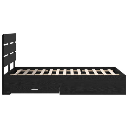 Struttura del letto Rovere Nero 135 x 190 cm Legno multistrato | homemem39