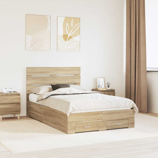 Struttura del letto con cassetto Rovere Sonoma 135 x 190 cm | homemem39