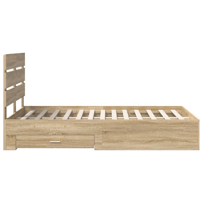 Struttura del letto con cassetto Rovere Sonoma 135 x 190 cm | homemem39
