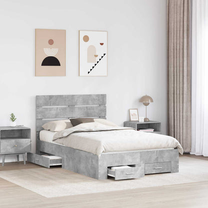 Struttura del letto con cassetto Grigio cemento 135 x 190 cm | homemem39