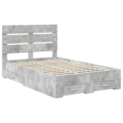 Struttura del letto con cassetto Grigio cemento 135 x 190 cm | homemem39