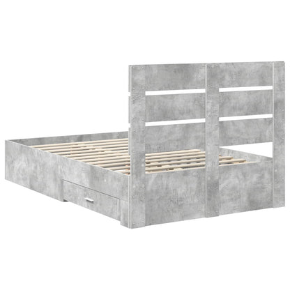 Struttura del letto con cassetto Grigio cemento 135 x 190 cm | homemem39