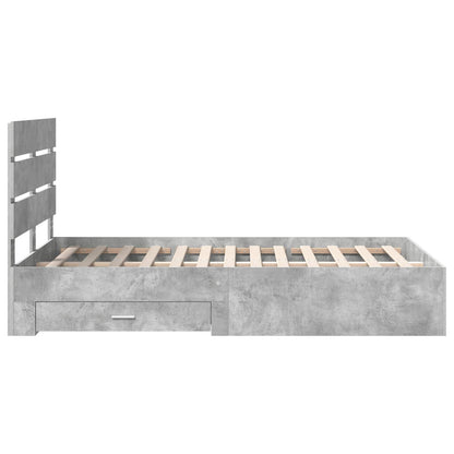 Struttura del letto con cassetto Grigio cemento 135 x 190 cm | homemem39
