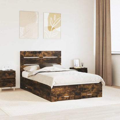 Struttura del letto Rovere fumé 135 x 190 cm Legno multistrato