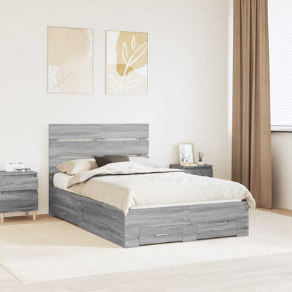 Struttura del letto con cassetto Grigio Sonoma 135 x 190 cm
