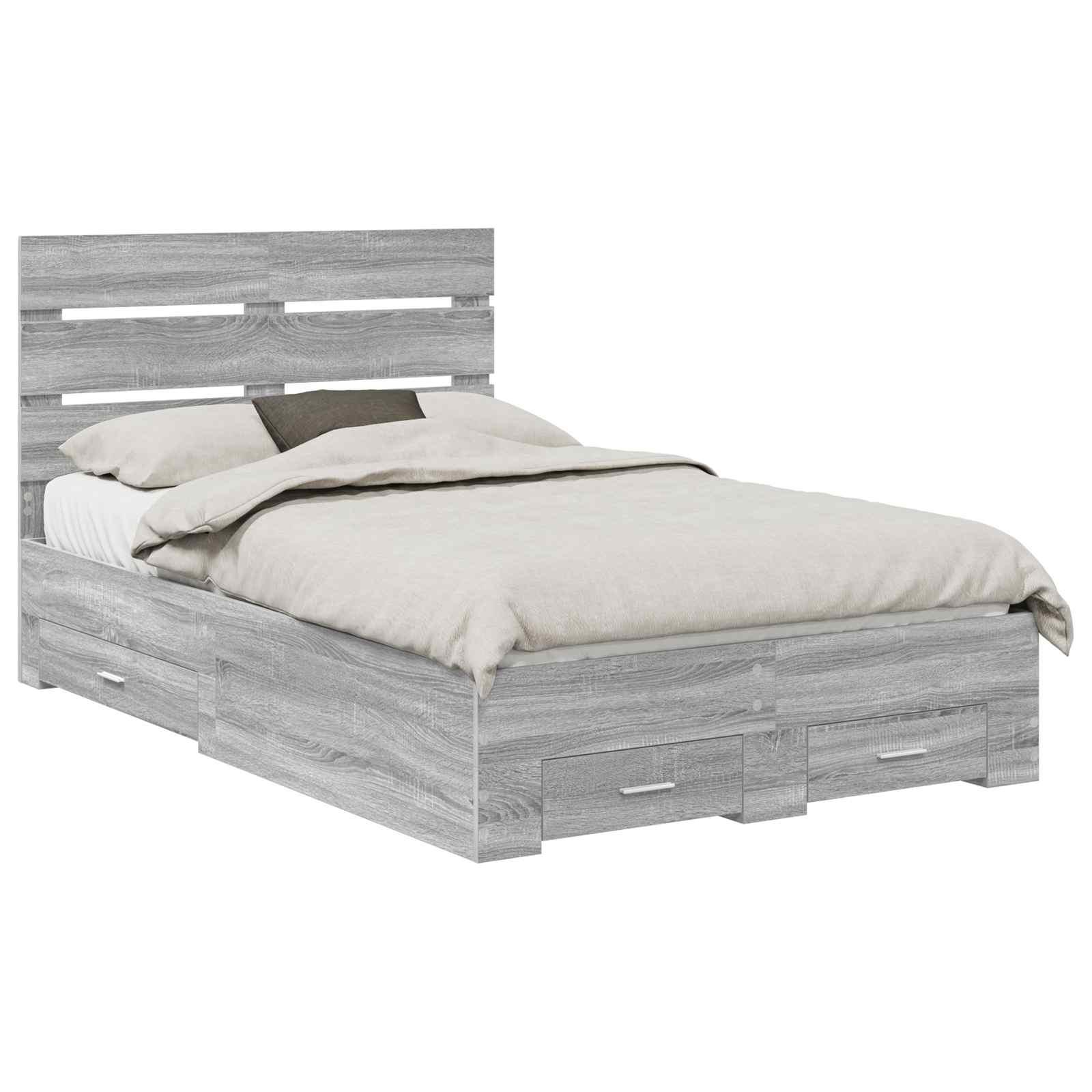 Struttura del letto con cassetto Grigio Sonoma 135 x 190 cm | homemem39