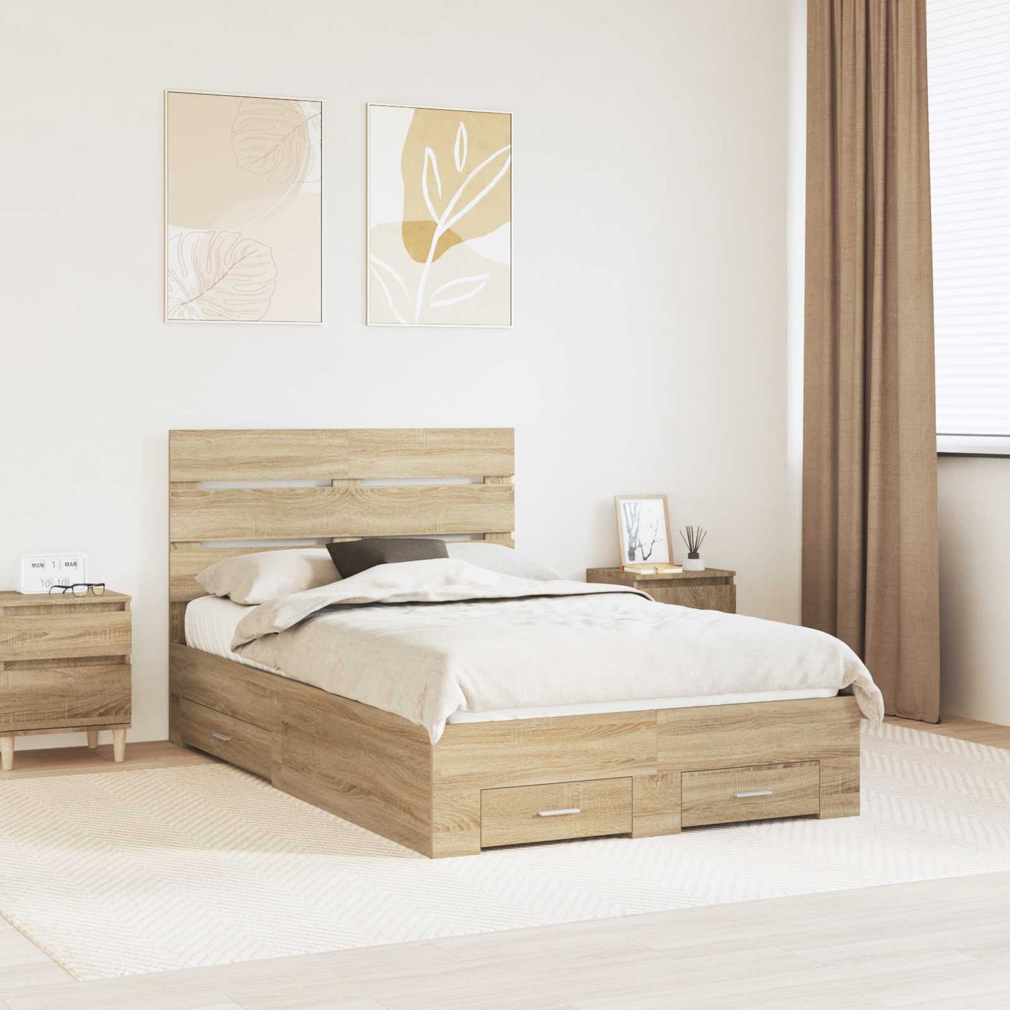 Struttura del letto con cassetto Rovere Sonoma 120 x 200 cm