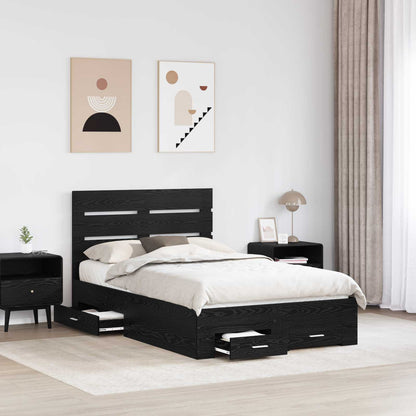 Struttura del letto Rovere Nero 120 x 190 cm Legno multistrato | homemem39
