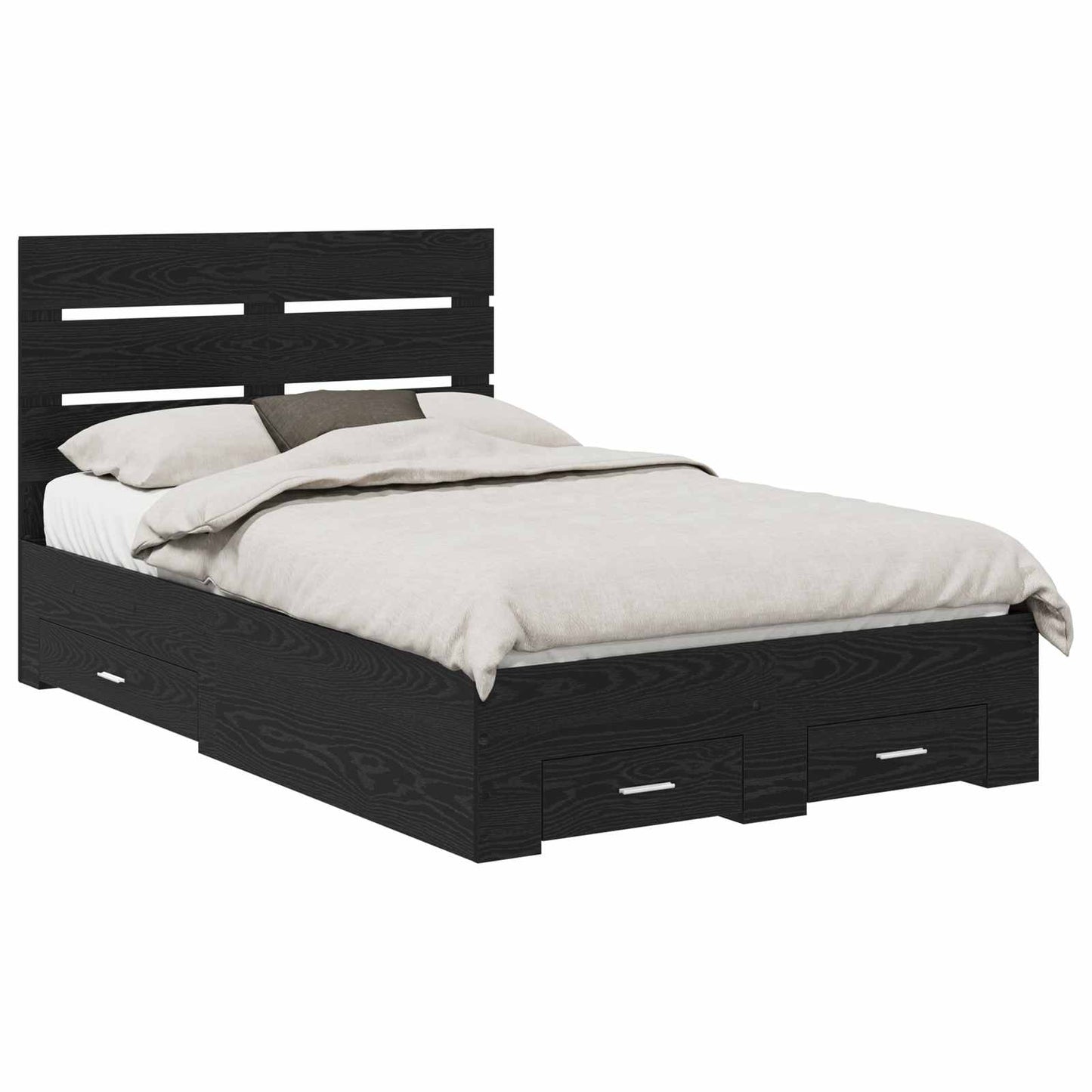 Struttura del letto Rovere Nero 120 x 190 cm Legno multistrato | homemem39