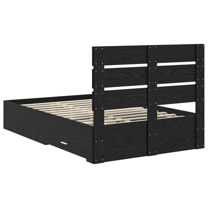 Struttura del letto Rovere Nero 120 x 190 cm Legno multistrato | homemem39