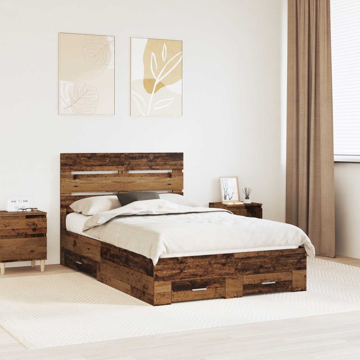 Struttura del letto con cassetto Legno vecchio 120 x 190 cm