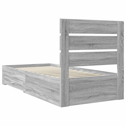 Struttura del letto con cassetto Grigio Sonoma 100 x 200 cm