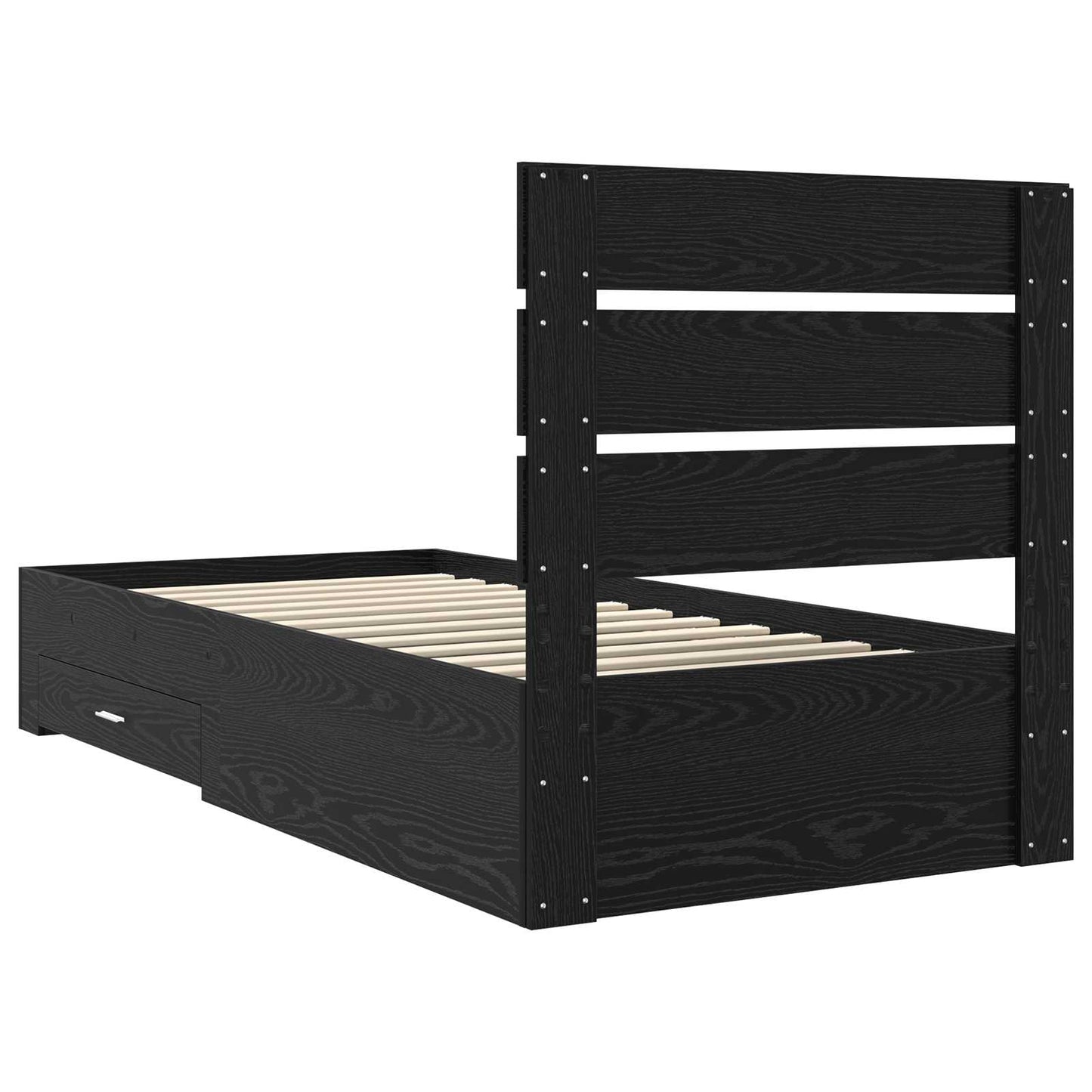 Struttura del letto Rovere Nero 90 x 200 cm Legno multistrato