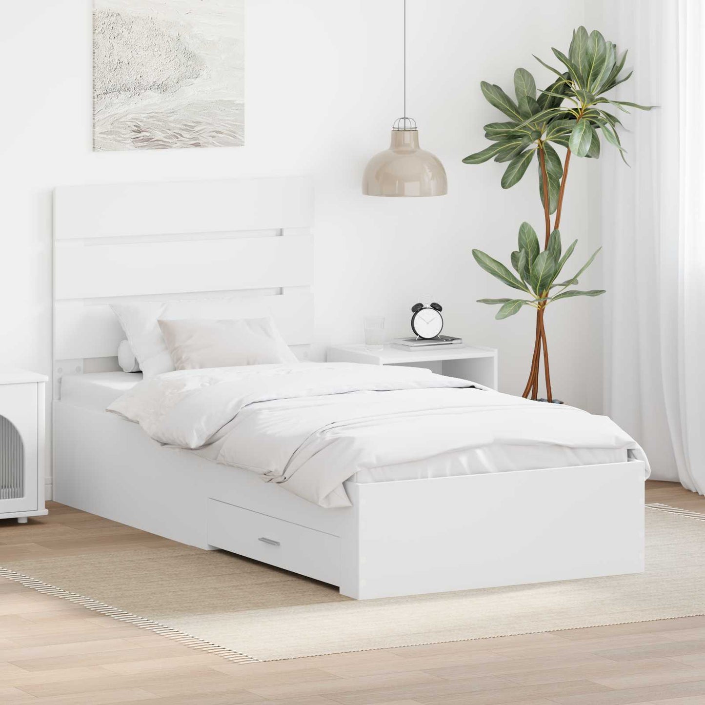 Struttura del letto Bianco 90 x 190 cm Legno multistrato | homemem39