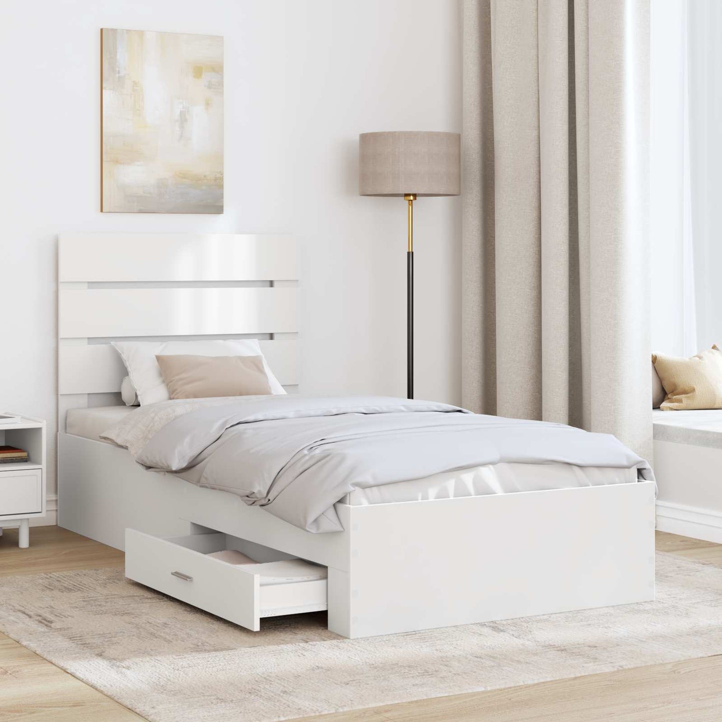 Struttura del letto Bianco 90 x 190 cm Legno multistrato | homemem39