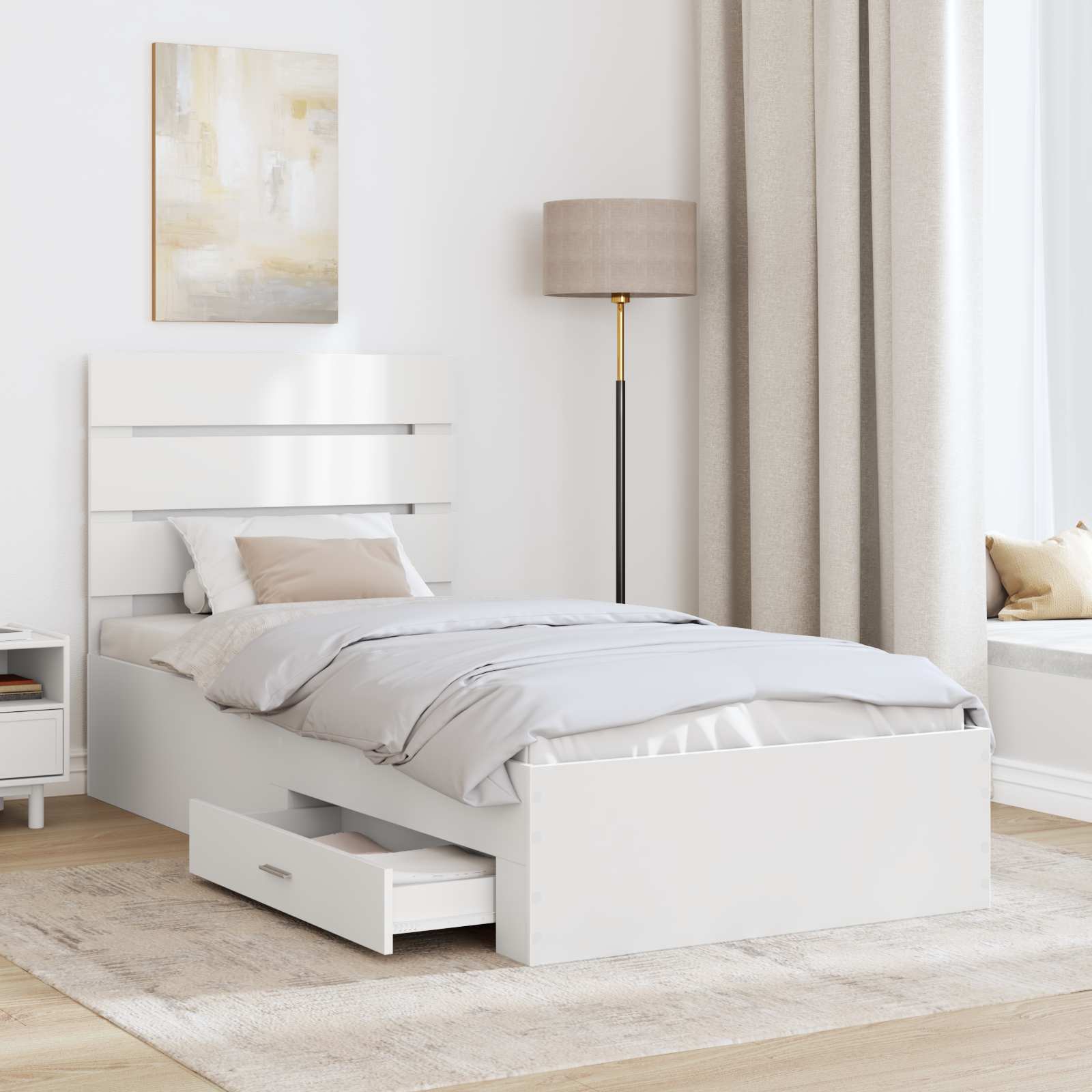 Struttura del letto Bianco 90 x 190 cm Legno multistrato | homemem39
