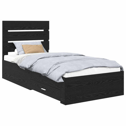 Struttura del letto Rovere Nero 90 x 190 cm Legno multistrato | homemem39