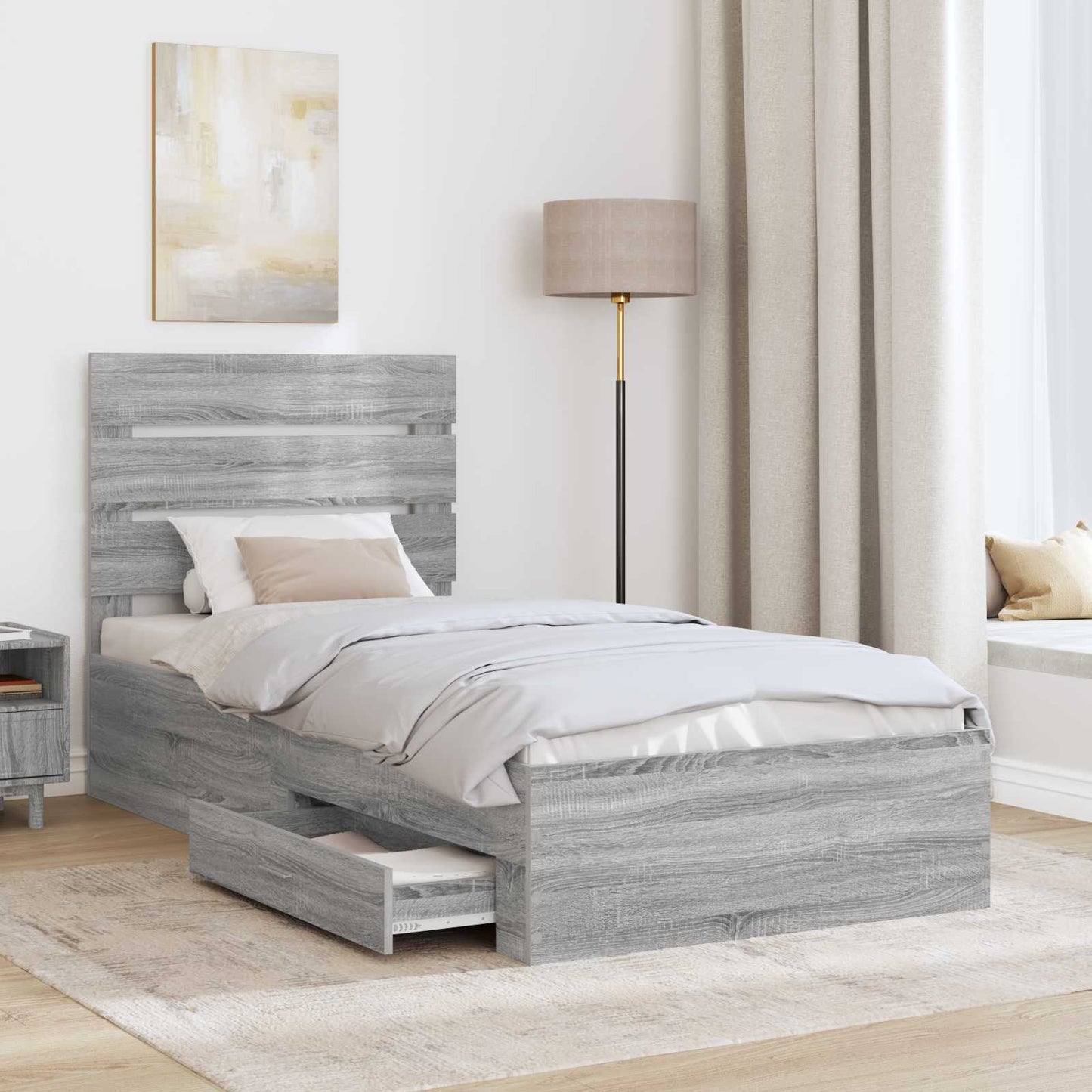 Struttura del letto Grigio Sonoma 90 x 190 cm Legno multistrato | homemem39
