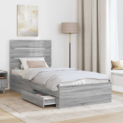Struttura del letto Grigio Sonoma 90 x 190 cm Legno multistrato | homemem39
