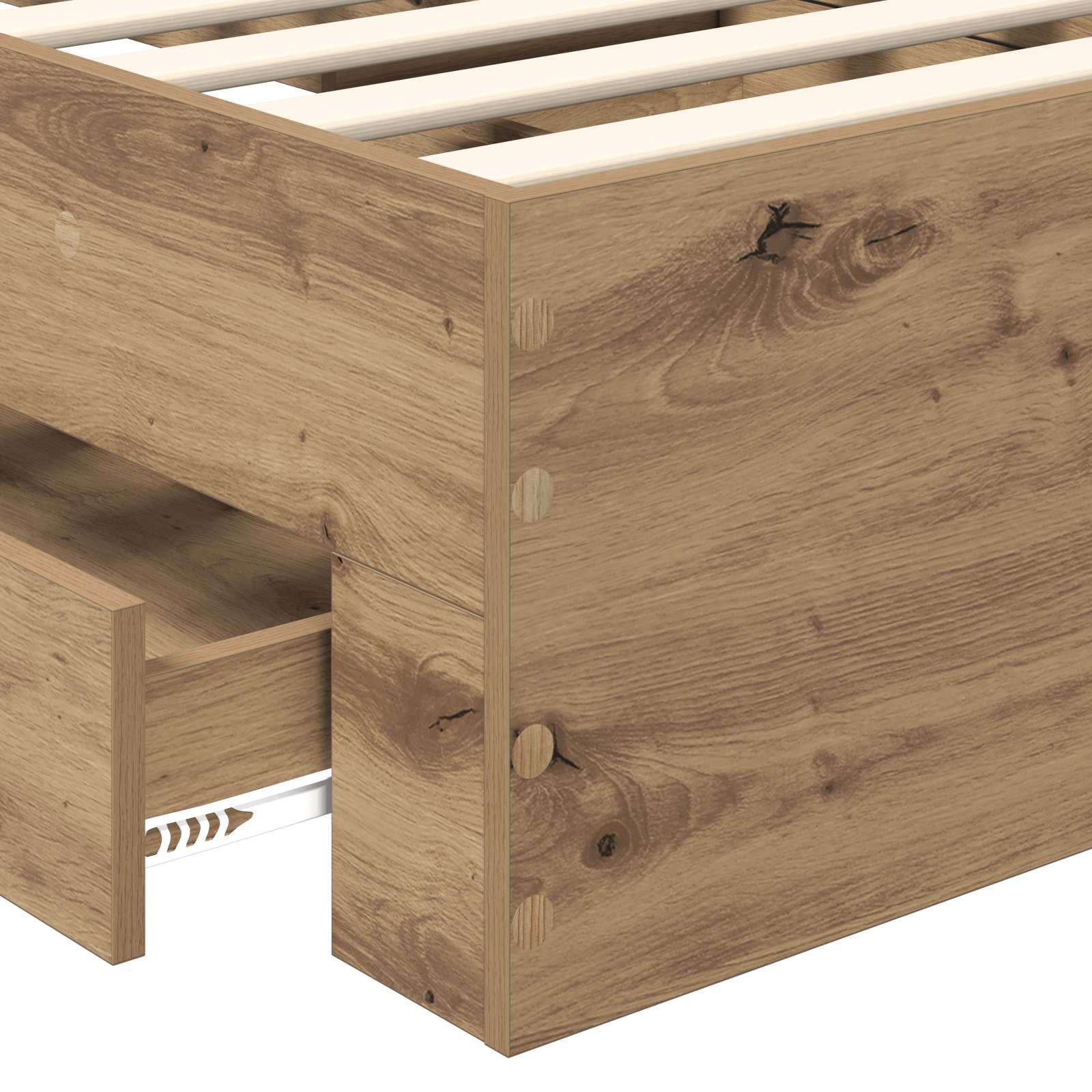 Struttura del letto con cassetto Rovere artigianale 90 x 190 cm | homemem39