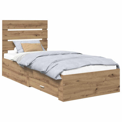 Struttura del letto con cassetto Rovere artigianale 90 x 190 cm | homemem39