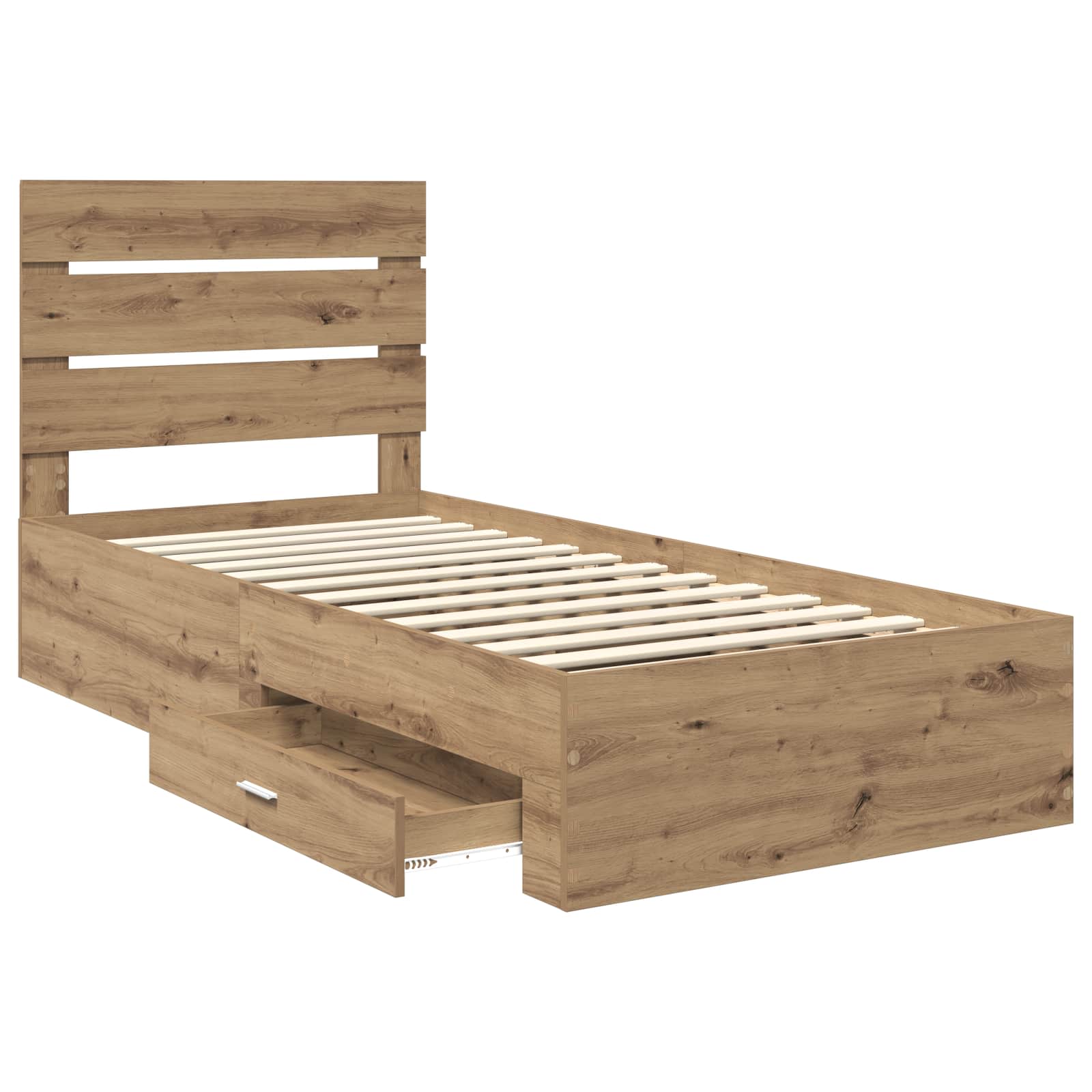 Struttura del letto con cassetto Rovere artigianale 90 x 190 cm | homemem39