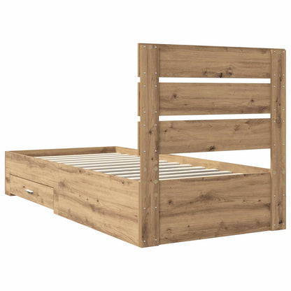 Struttura del letto con cassetto Rovere artigianale 90 x 190 cm | homemem39