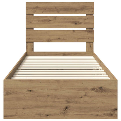 Struttura del letto con cassetto Rovere artigianale 90 x 190 cm | homemem39