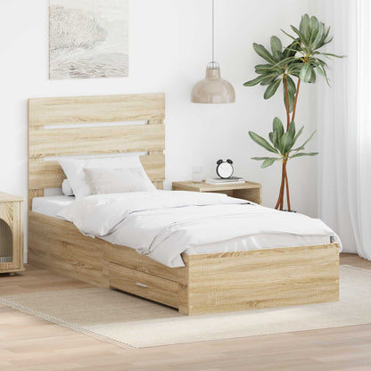 Struttura del letto Rovere Sonoma e Argento 75 x 190 cm