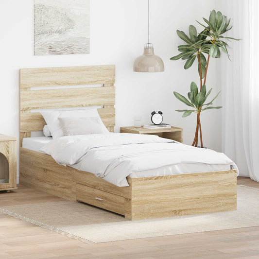Struttura del letto Rovere Sonoma e Argento 75 x 190 cm