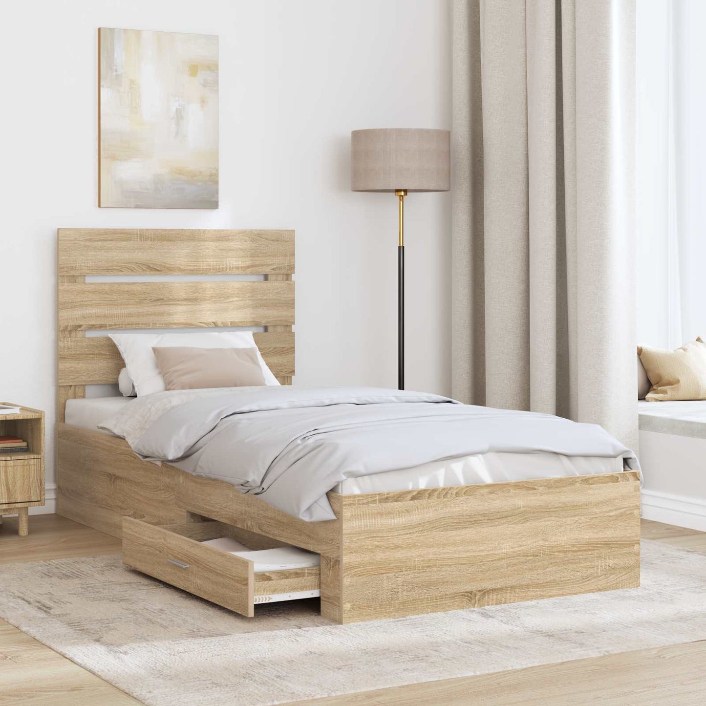 Struttura del letto Rovere Sonoma e Argento 75 x 190 cm