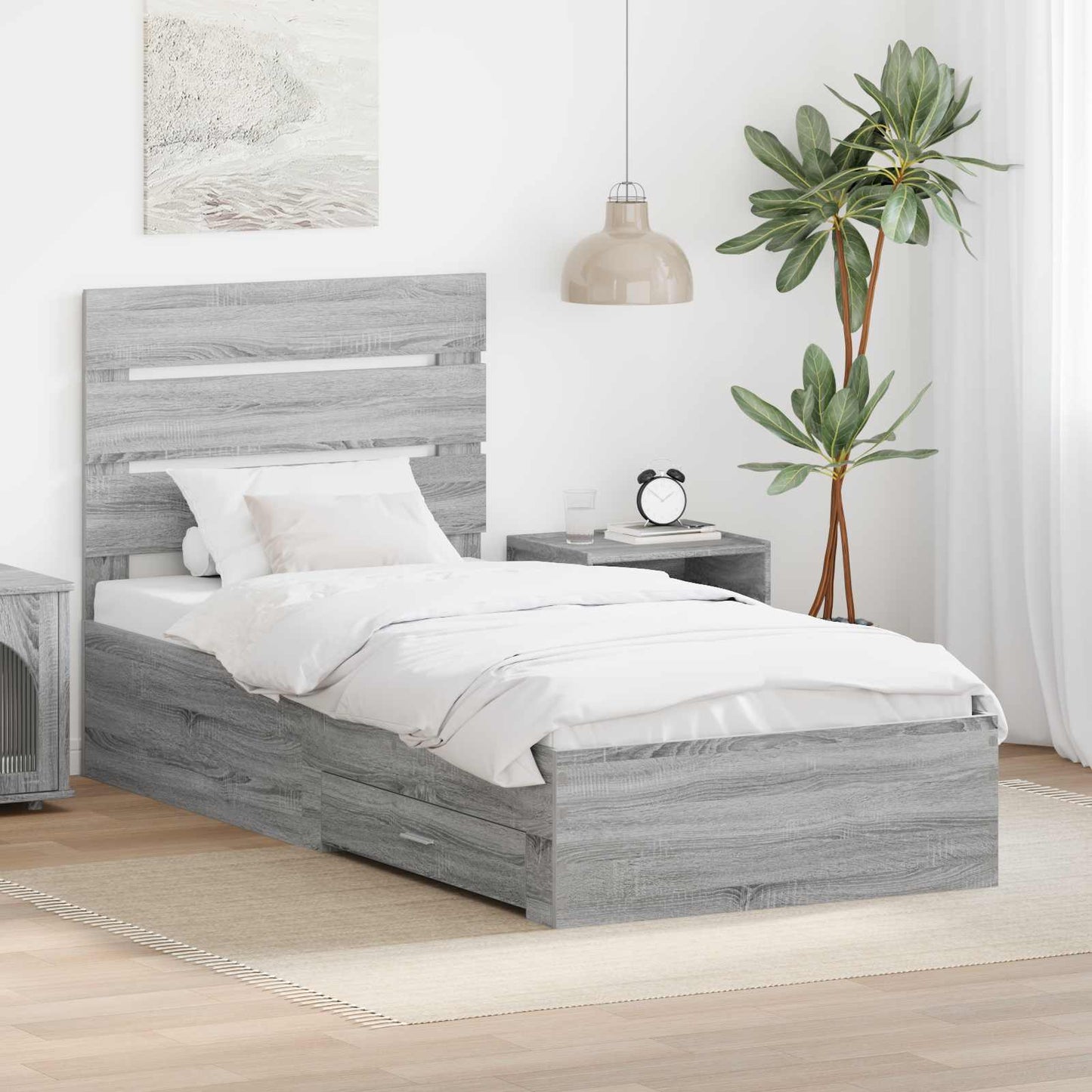 Struttura del letto Grigio Sonoma e Argento 75 x 190 cm | homemem39