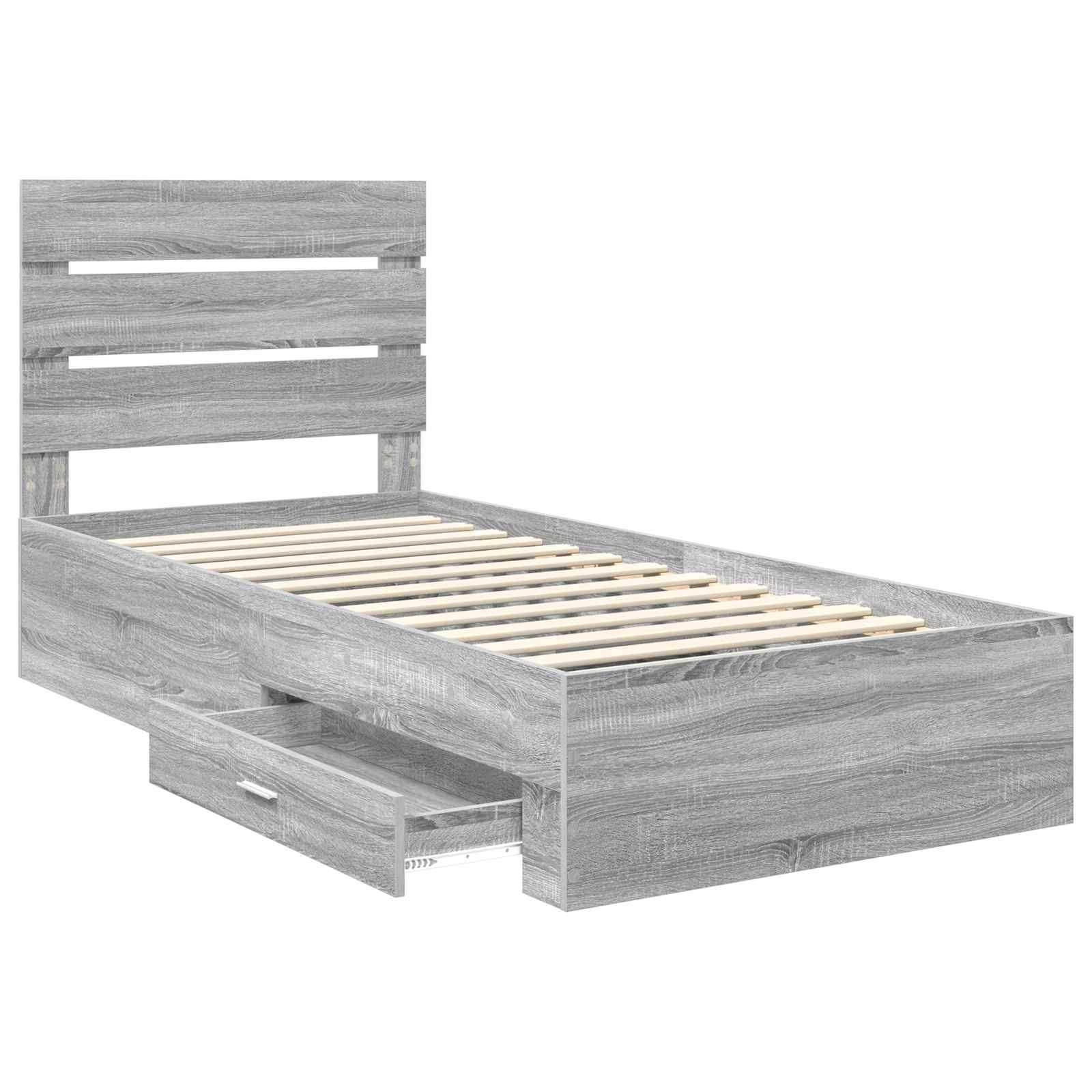 Struttura del letto Grigio Sonoma e Argento 75 x 190 cm | homemem39