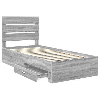Struttura del letto Grigio Sonoma e Argento 75 x 190 cm | homemem39